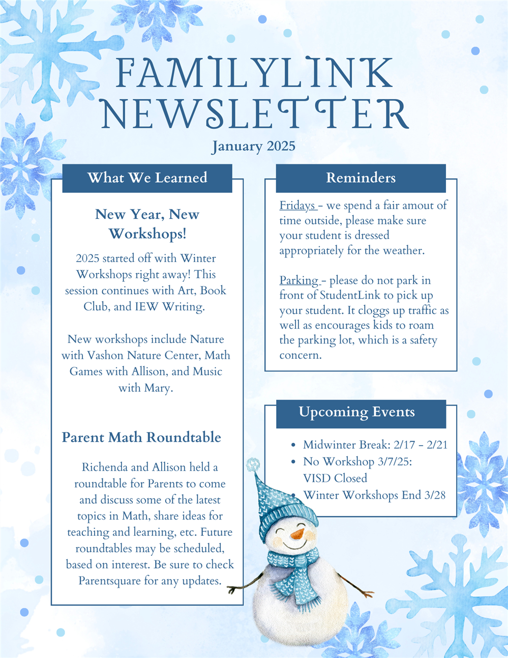 FamilyLink January 2025 Newsletter